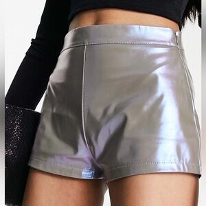 ASOS DESIGN faux leather micro short in pearl sz 14